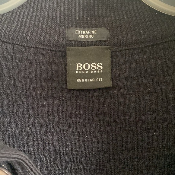 BOSS Hugo Boss Men's Merino Black Sweater Size L - Picture 2 of 6